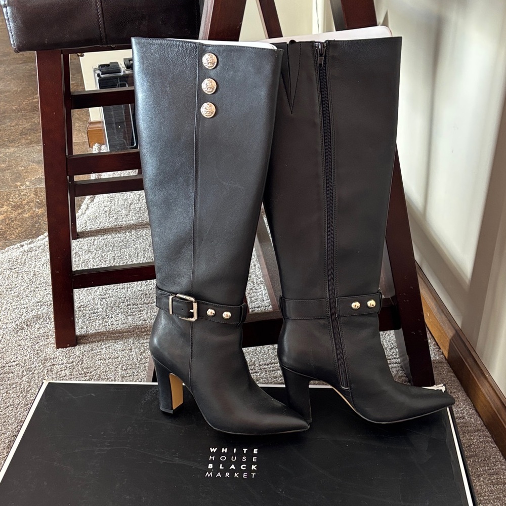 White House Black Market Black Heeled Boots